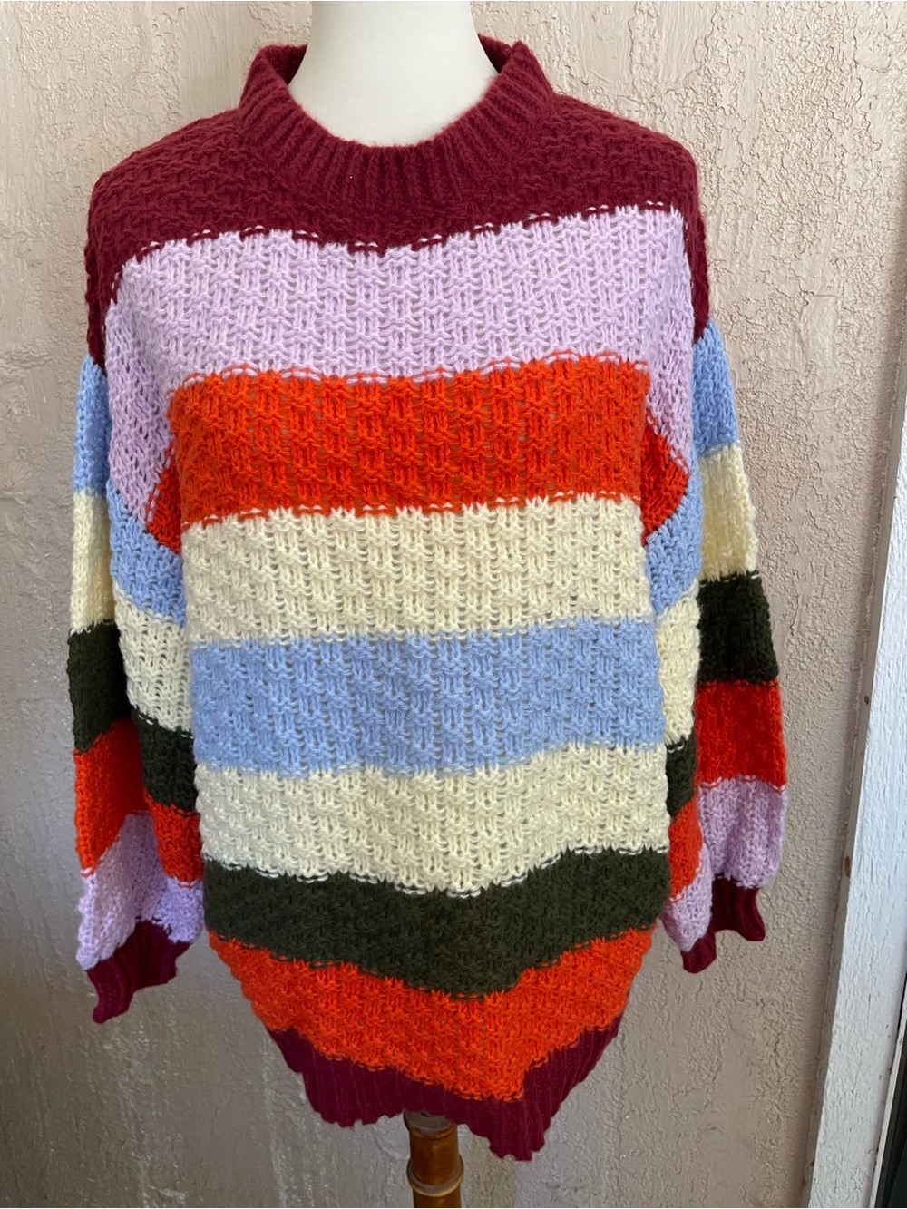 Bibi Multicolor Striped Knit Sweater - Cozy Crewneck
